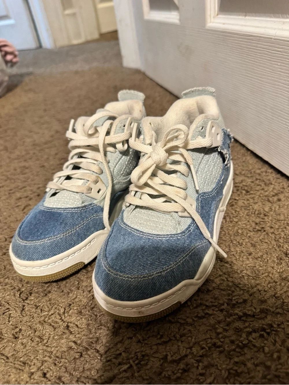 Jordan Kids Denim Sneakers in Light Blue and White